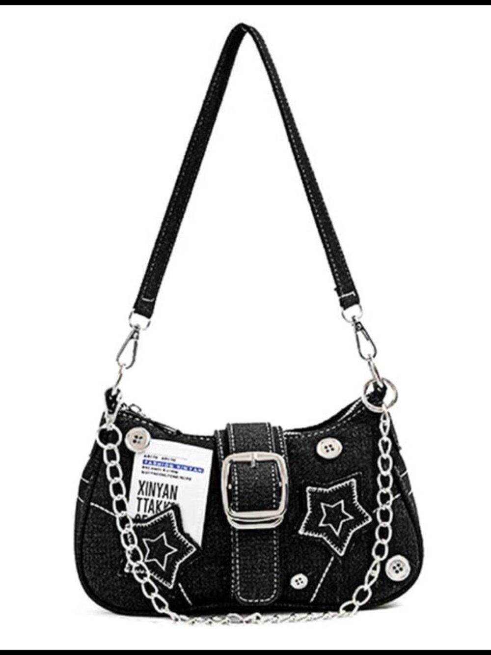 Y2K Mini Shoulder Bag Chain Strap Star Pattern Small Purse